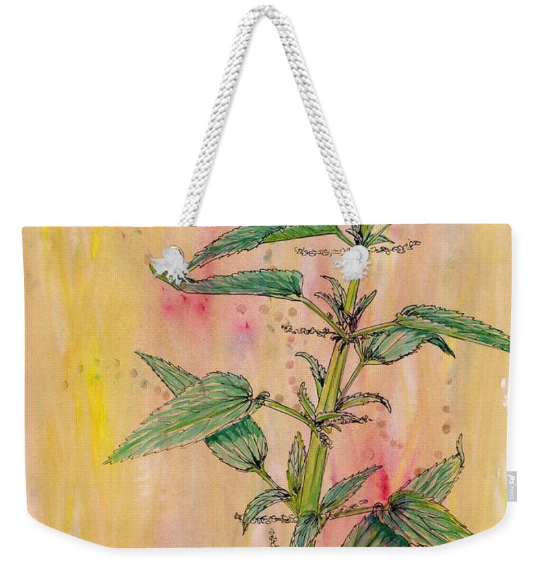 Plants Weekender Tote Bag featuring the drawing Forage. Stinging Nettle by Tammy Nara
