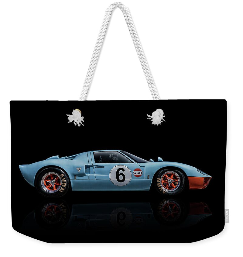 Racing Weekender Tote Bag featuring the digital art Ford GT 40 by Douglas Pittman