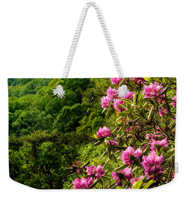 River Weekender Tote Bag featuring the photograph Forest Blooms by Lisa Lambert-Shank