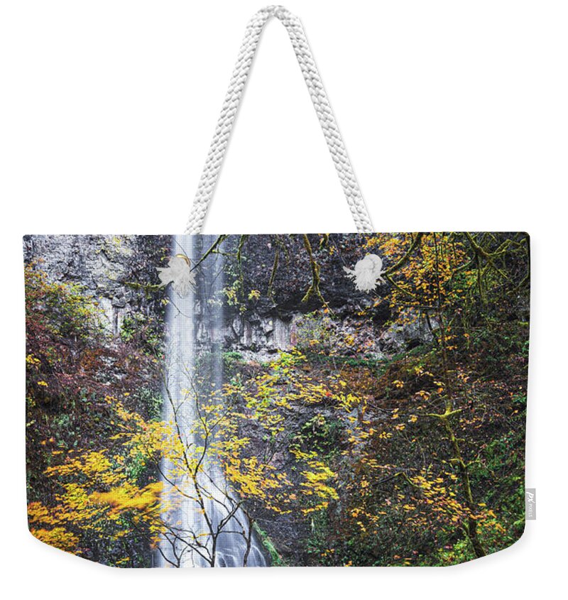 Forest Weekender Tote Bag featuring the photograph Forest Falls by Ryan Weddle