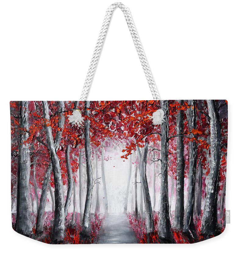 Red Poppies Weekender Tote Bag featuring the painting Forest of Wonder by Amanda Dagg