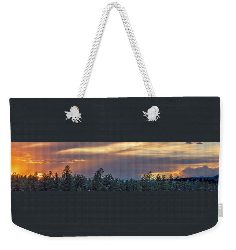 Panoramas Weekender Tote Bag featuring the photograph Forest Sunset by Jim Wilce