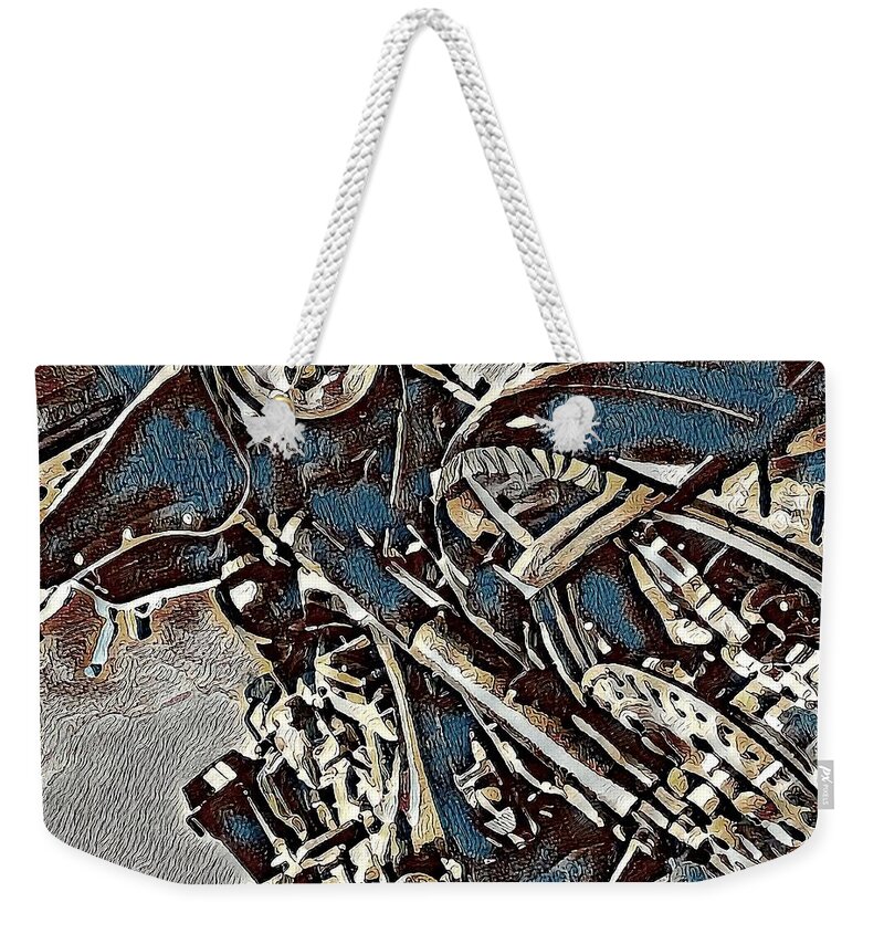Motorcycle Weekender Tote Bag featuring the digital art Forever Two Wheels by David Manlove