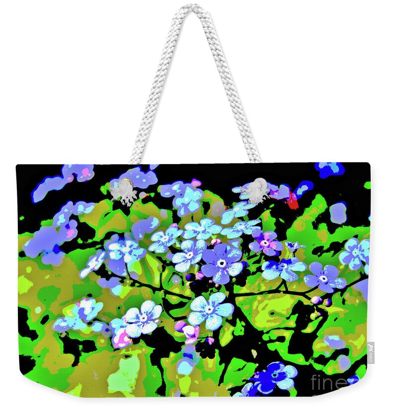 Forget-me-not Weekender Tote Bag featuring the digital art Forget Me Not by Mimulux Patricia No