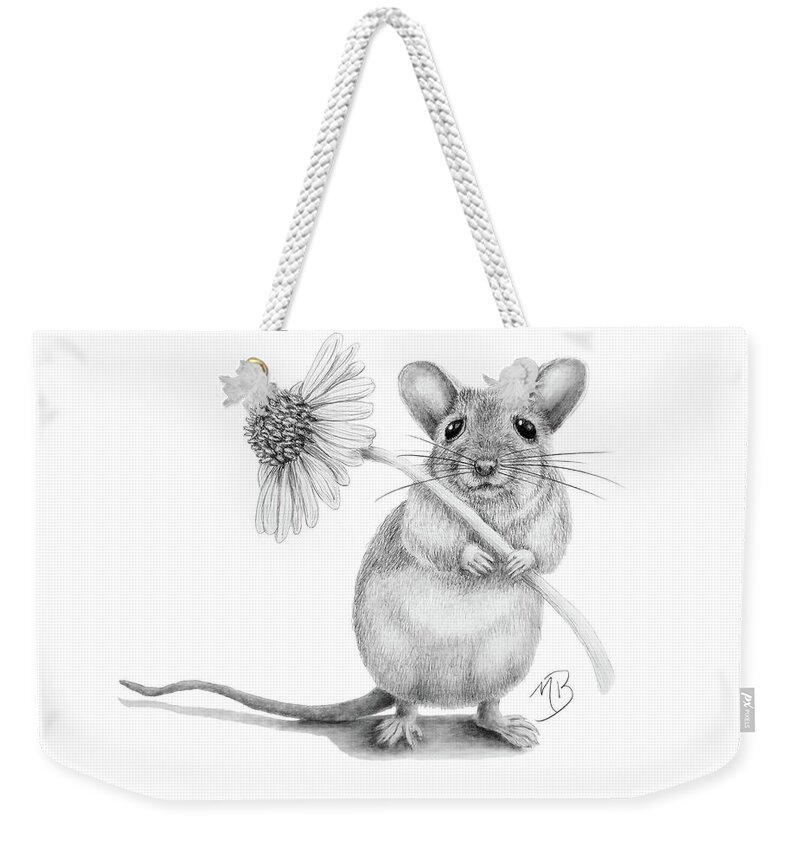 Mouse Weekender Tote Bag featuring the drawing Forgive Me by Monica Burnette