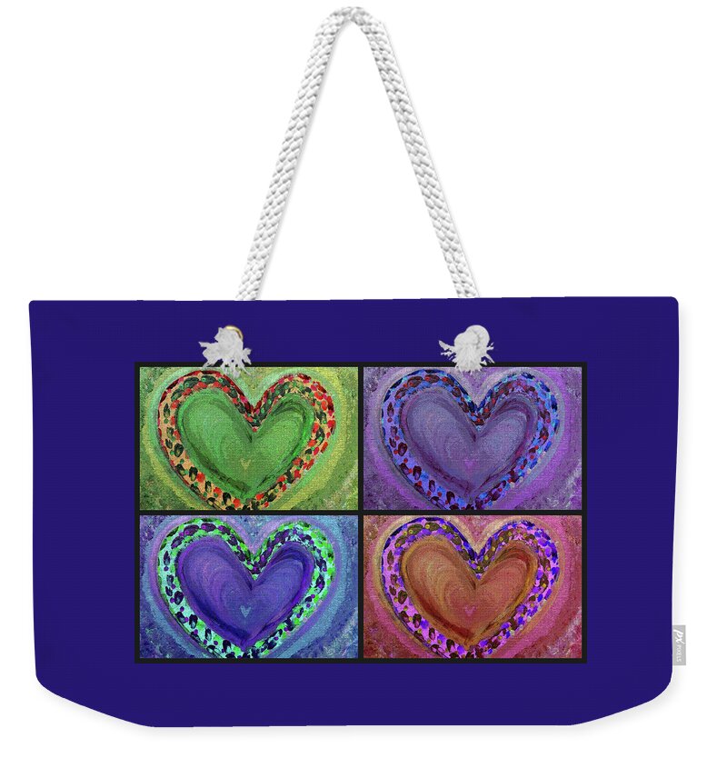 Heart Weekender Tote Bag featuring the painting Four Big Hearts by Corinne Carroll