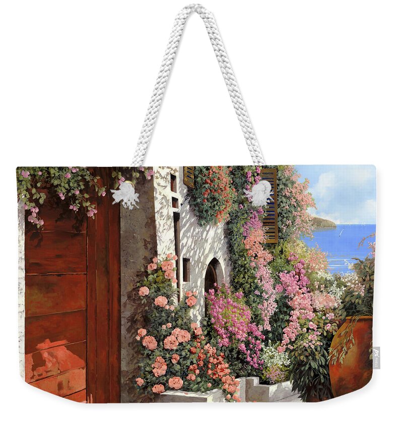 4 Seasons Weekender Tote Bag featuring the painting four seasons- spring in Tuscany by Guido Borelli