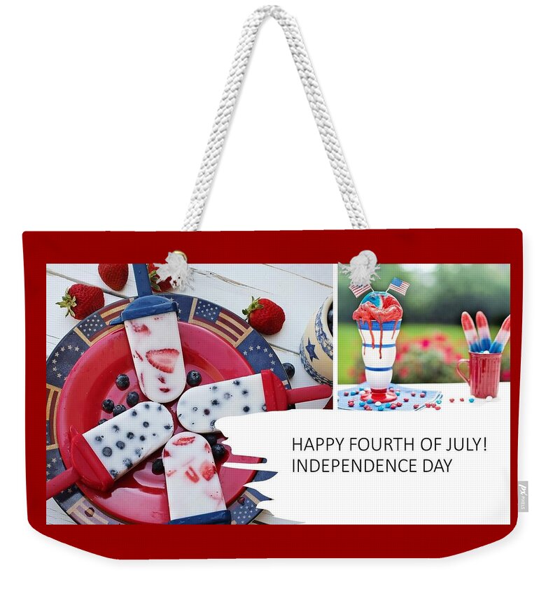 4th Of July Weekender Tote Bag featuring the mixed media Fourth of July Picnic by Nancy Ayanna Wyatt