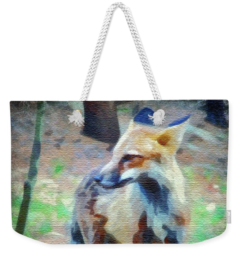 Fox Weekender Tote Bag featuring the photograph Fox in Watercolor by Carl Moore
