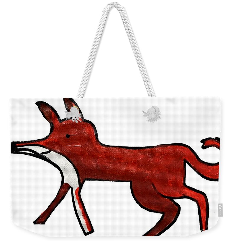  Weekender Tote Bag featuring the painting Fox by Oriel Ceballos