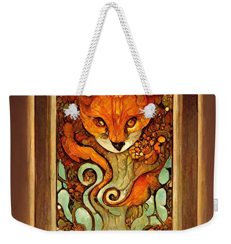 Fox Weekender Tote Bag featuring the digital art Fox Spirit by Nickleen Mosher