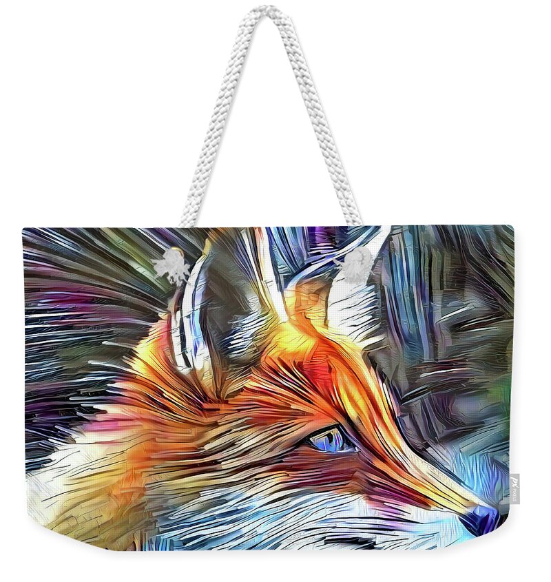Fox Weekender Tote Bag featuring the digital art Foxy Colors by Dave Lee