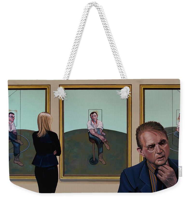 Francis Bacon Weekender Tote Bag featuring the painting Francis Bacon Painting by Paul Meijering