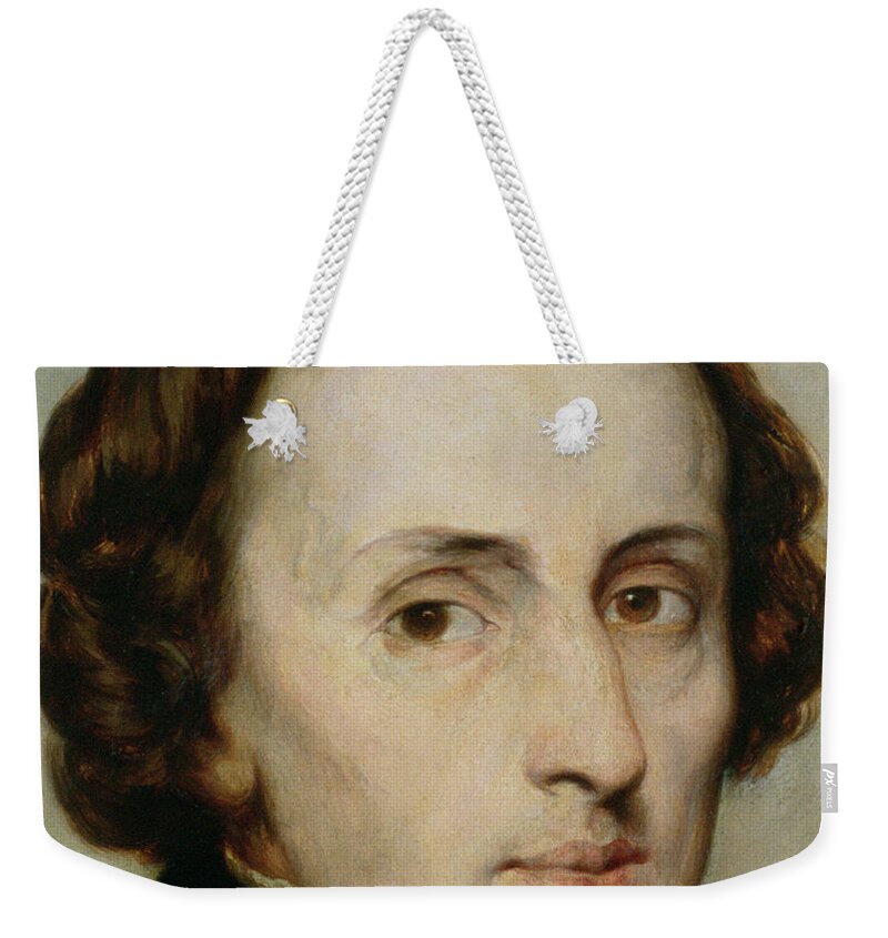 Chopin Weekender Tote Bag featuring the painting Frederic Chopin by Ary Scheffer by Stanislas Stattler
