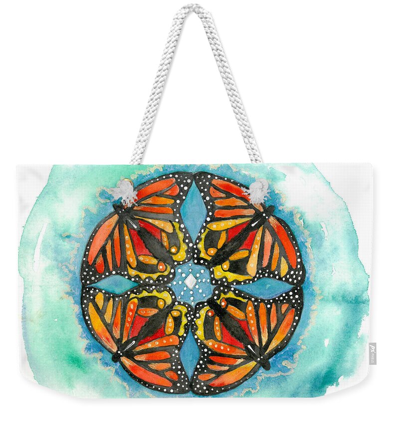 Butterfly Weekender Tote Bag featuring the painting Freedom by Patricia Arroyo