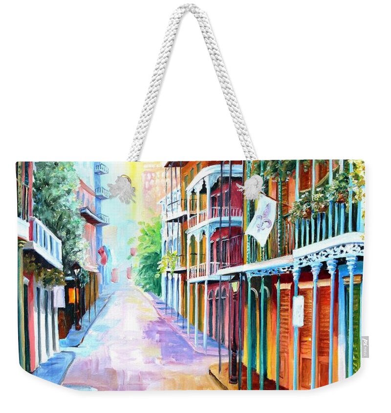 New Orleans Weekender Tote Bag featuring the painting French Quarter Dawn by Diane Millsap