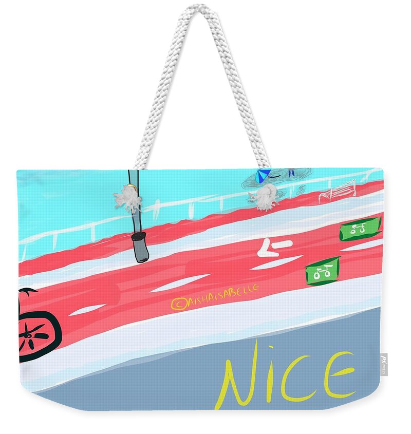 French Riviera Weekender Tote Bag featuring the digital art French Riviera- Nice by Aisha Isabelle