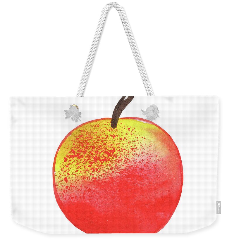Watercolor Apple Weekender Tote Bag featuring the painting Fresh Juicy Apple Watercolor Art I by Irina Sztukowski