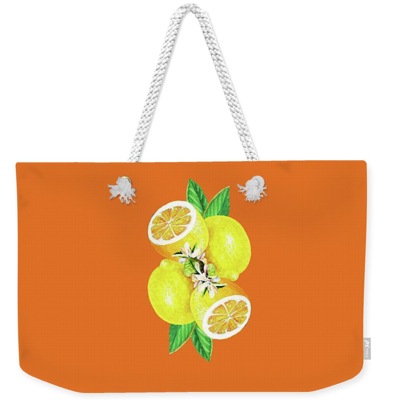 Fresh Lemons With Sweet Fragrant Blossoms Bright Watercolor Pattern IV  Weekender Tote Bag by Irina Sztukowski - Pixels