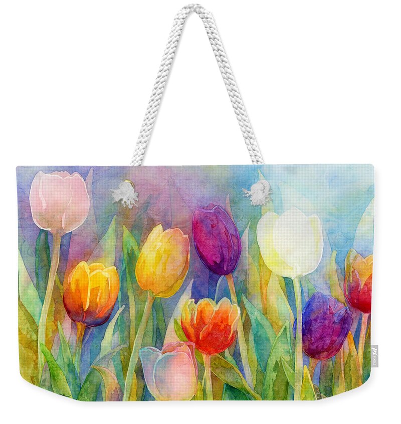Tulip Weekender Tote Bag featuring the painting Fresh Tulips by Hailey E Herrera