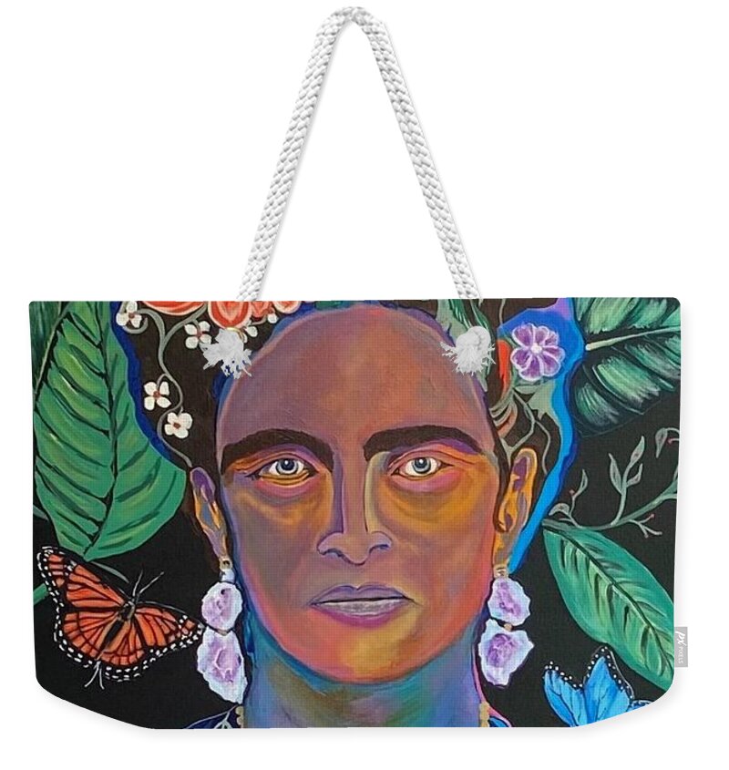  Weekender Tote Bag featuring the painting Frida Kahlo by Bill Manson