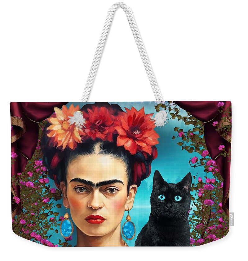 Frida Kahlo Weekender Tote Bag featuring the digital art Frida Kahlo by Mark Ashkenazi