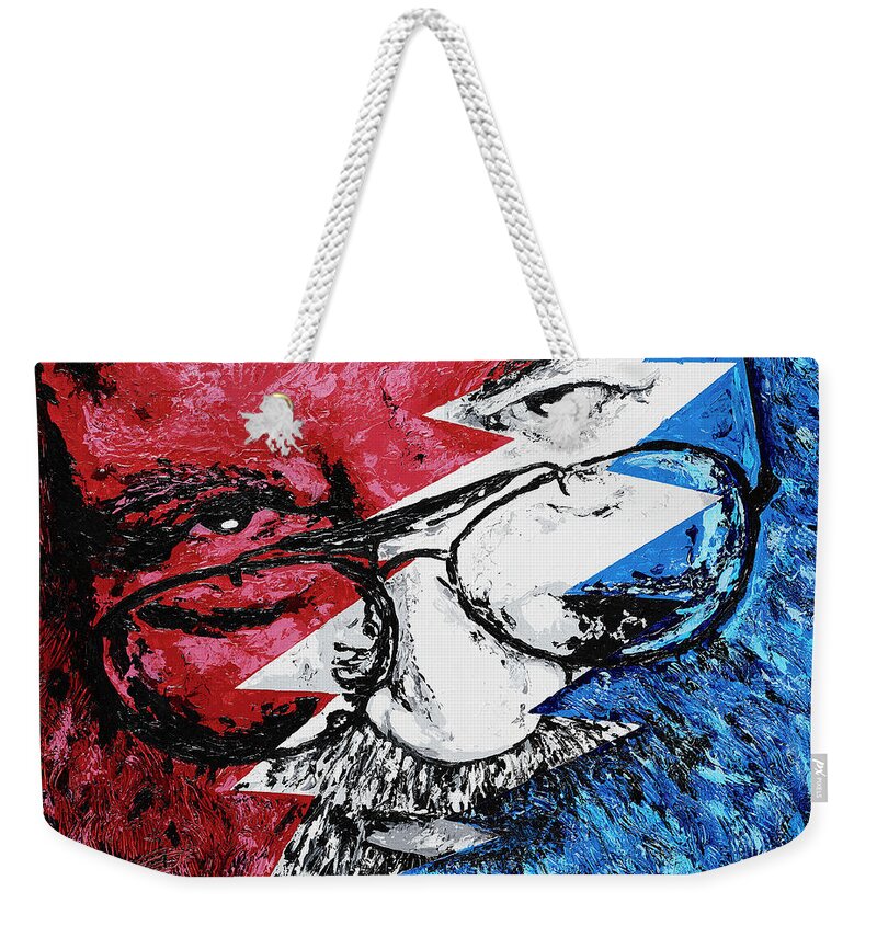 Jerry Weekender Tote Bag featuring the painting Friend of the devil by Steve Follman