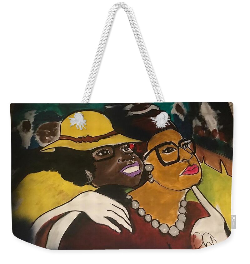  Weekender Tote Bag featuring the painting Friends by Angie ONeal