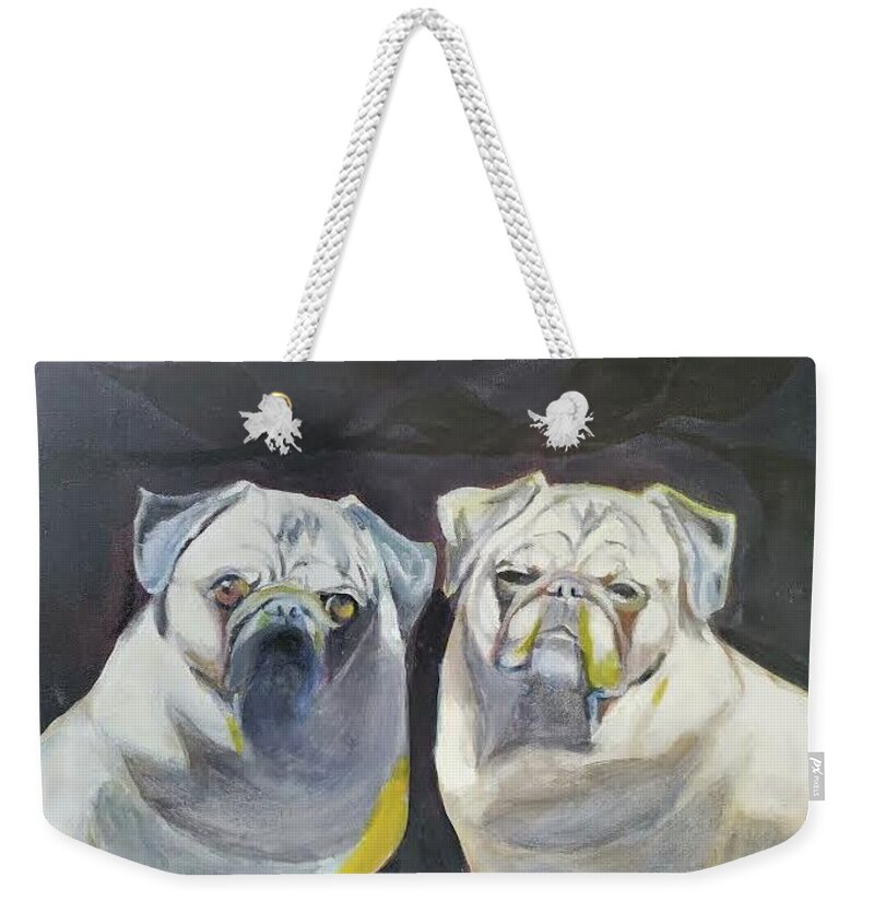 Bull Dogs Weekender Tote Bag featuring the painting Friends by Nicolas Bouteneff