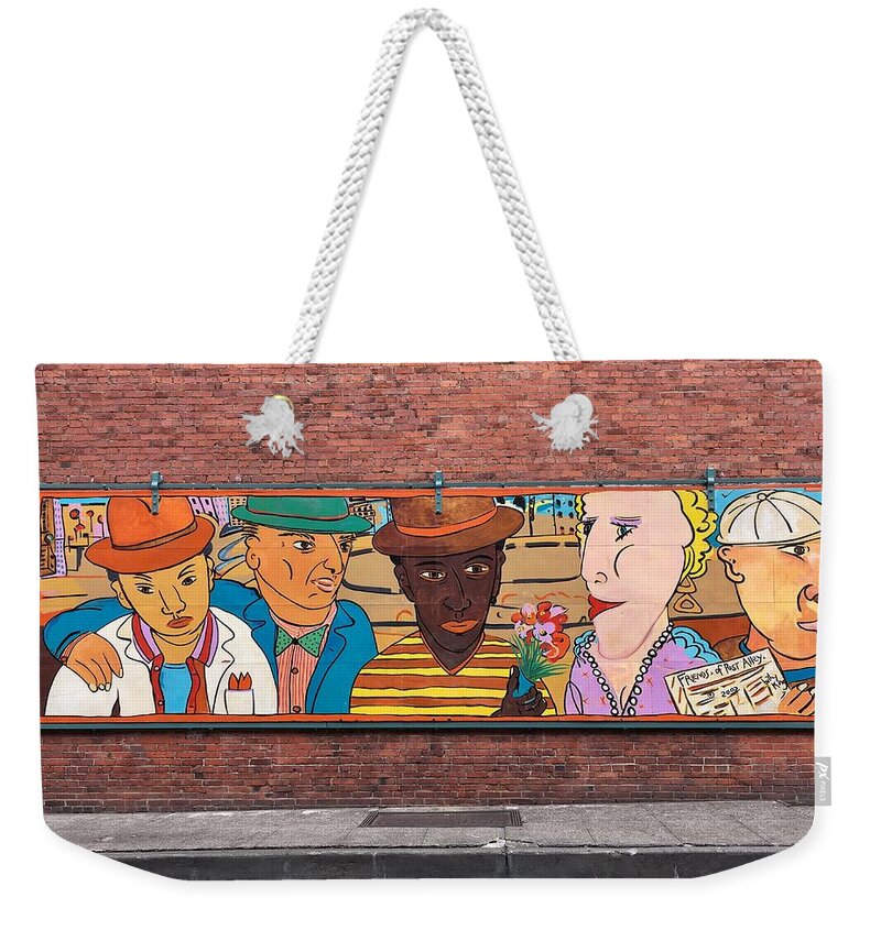Mural Weekender Tote Bag featuring the photograph Friends of Post Alley Mural by Jerry Abbott