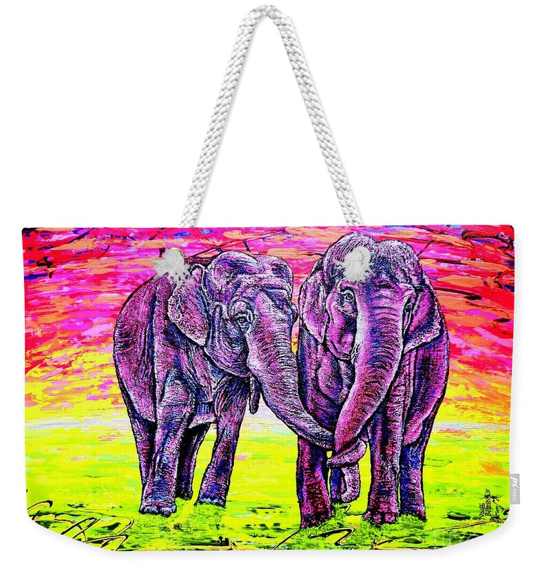 Animals Weekender Tote Bag featuring the painting Friends by Viktor Lazarev