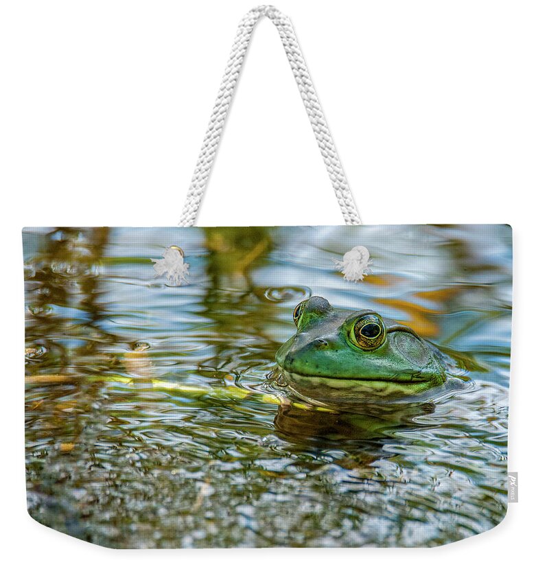 Amphibian Weekender Tote Bag featuring the photograph Frog by Cathy Kovarik