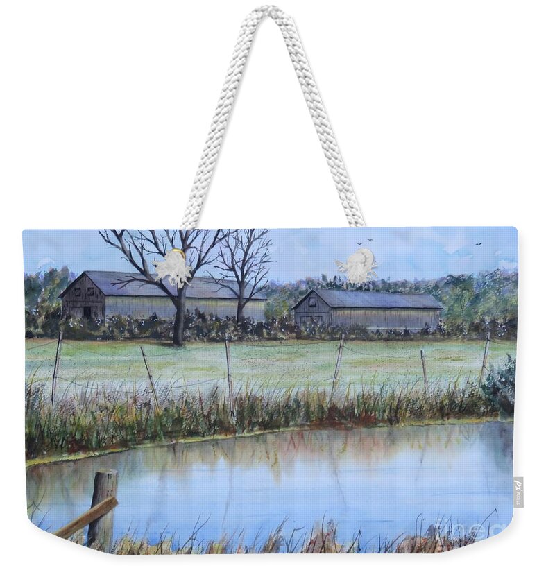 Pond Weekender Tote Bag featuring the painting Frog Hollow Pond by Joseph Burger