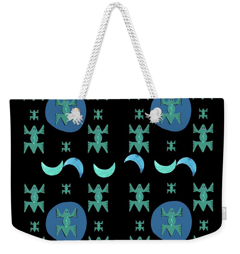 Frogs Weekender Tote Bag featuring the digital art Frogs in the Night by Kandy Hurley