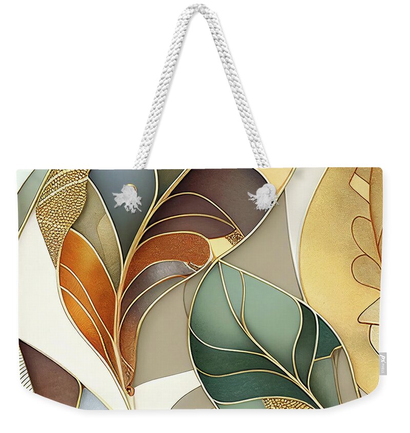 Art Nouveau Weekender Tote Bag featuring the painting Fronds Nouveau III by Mindy Sommers