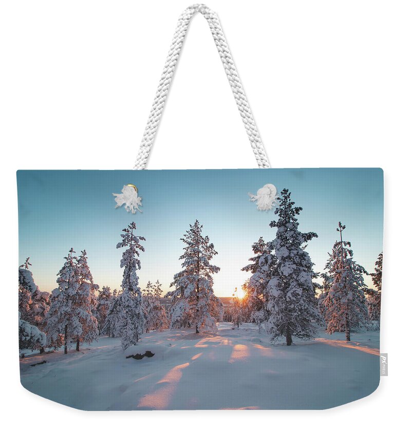 Rovaniemi Weekender Tote Bag featuring the photograph Frosty morning in pristine nature by Vaclav Sonnek