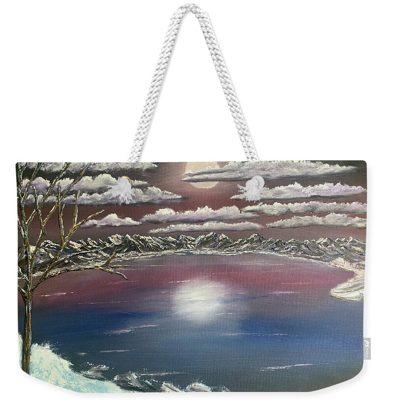 Winter Weekender Tote Bag featuring the painting Frozen by Lisa White