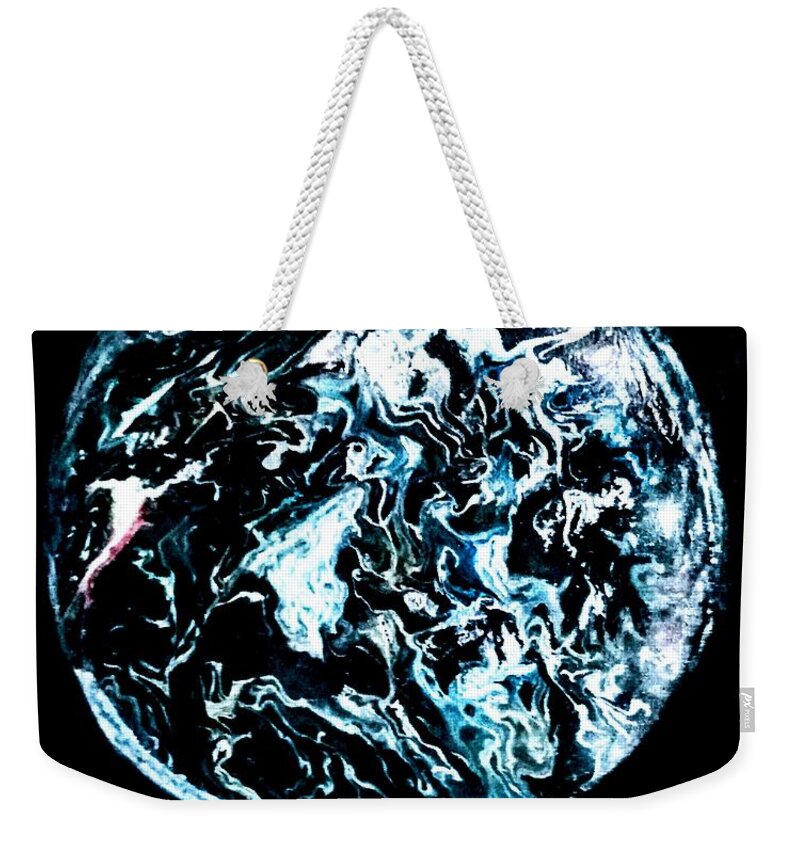 Frozen Weekender Tote Bag featuring the painting Frozen planet by Anna Adams