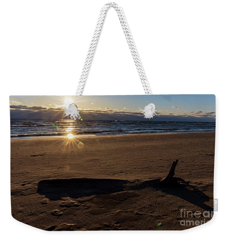 Sunrise Weekender Tote Bag featuring the photograph Frozen sand sunrise 2 by Eric Curtin