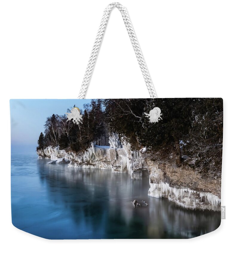 Door County Weekender Tote Bag featuring the photograph Frozen Shoreline by Brad Bellisle