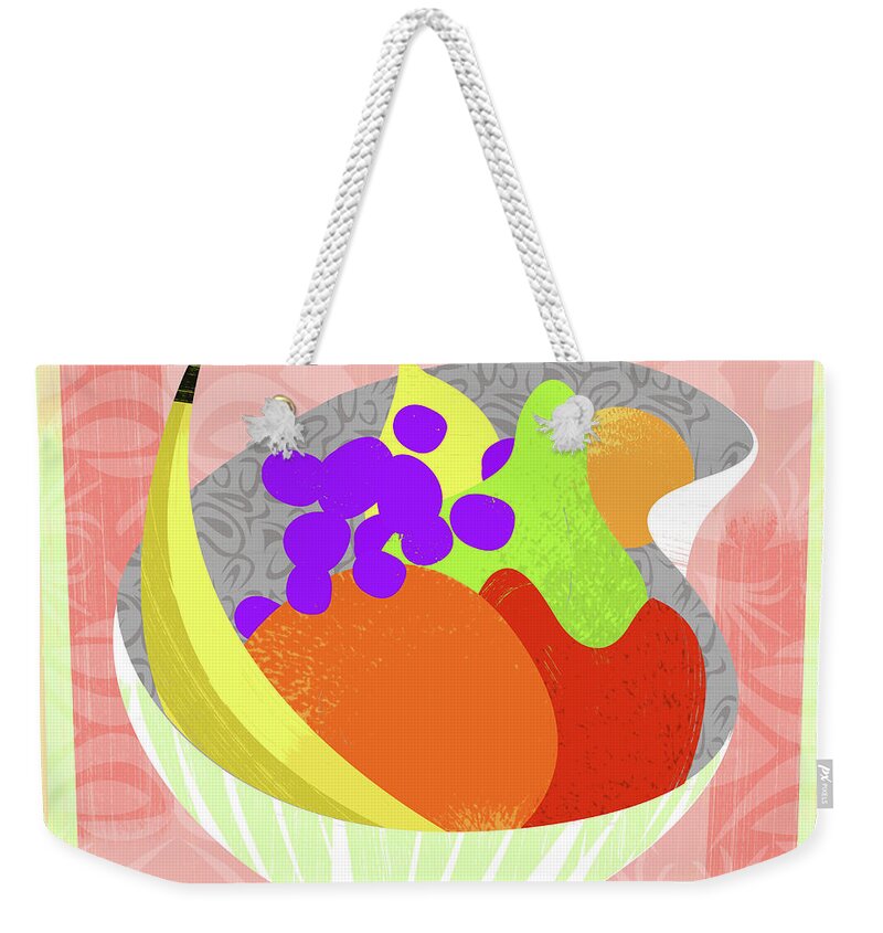 Fruit Weekender Tote Bag featuring the digital art Fruit Bowl by Alan Bodner