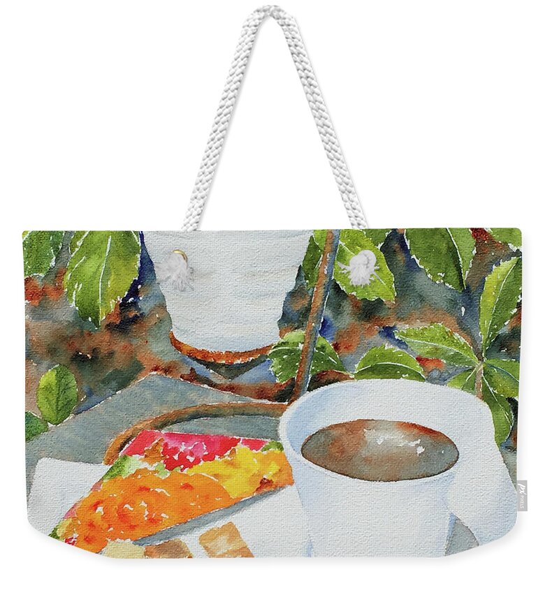 Impressionism Weekender Tote Bag featuring the painting Fudge In The Garden by Pat Katz