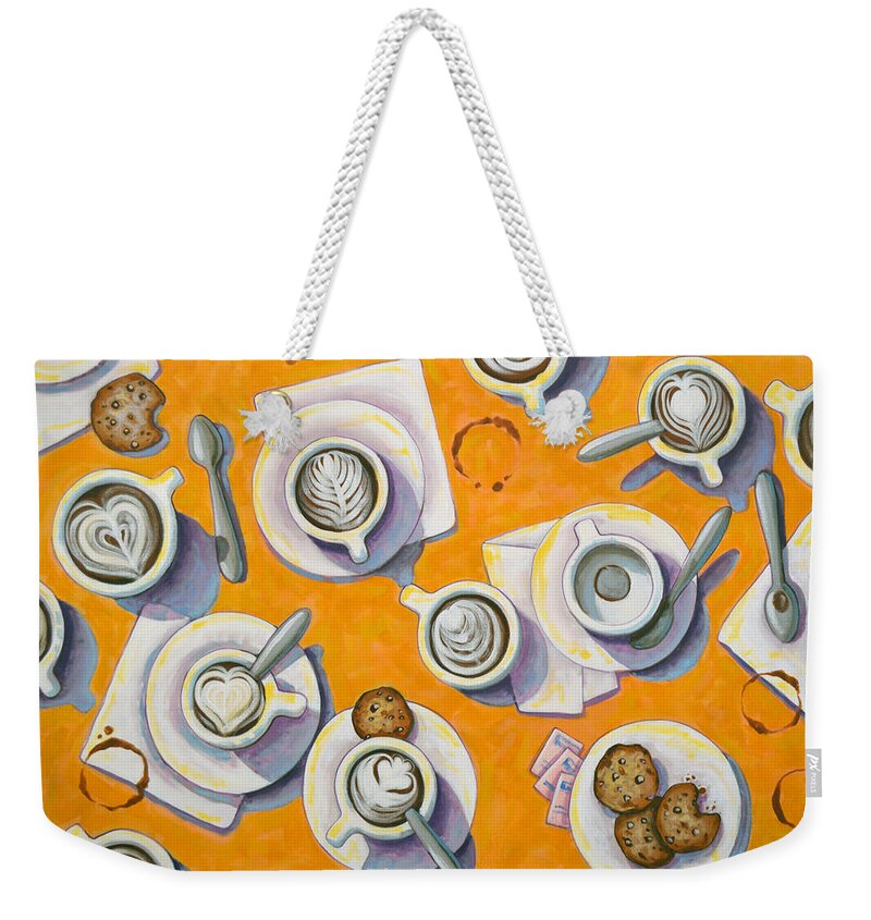 Coffee Art Weekender Tote Bag featuring the painting Fueling Up by Amy Giacomelli