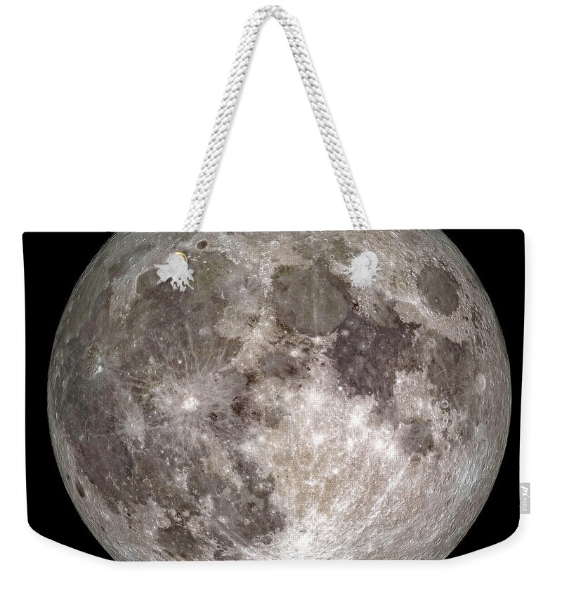 Moon Weekender Tote Bag featuring the photograph Full Moon Outer Space Image by Bill Swartwout