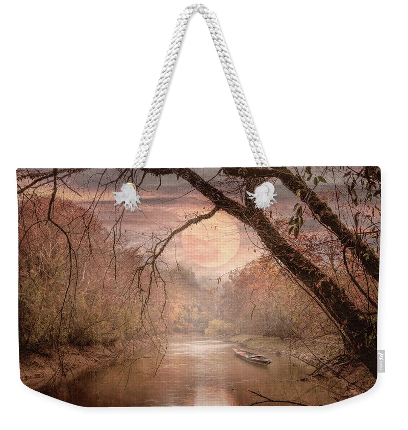 Lake Weekender Tote Bag featuring the photograph Full Moon Pale Reflections by Debra and Dave Vanderlaan