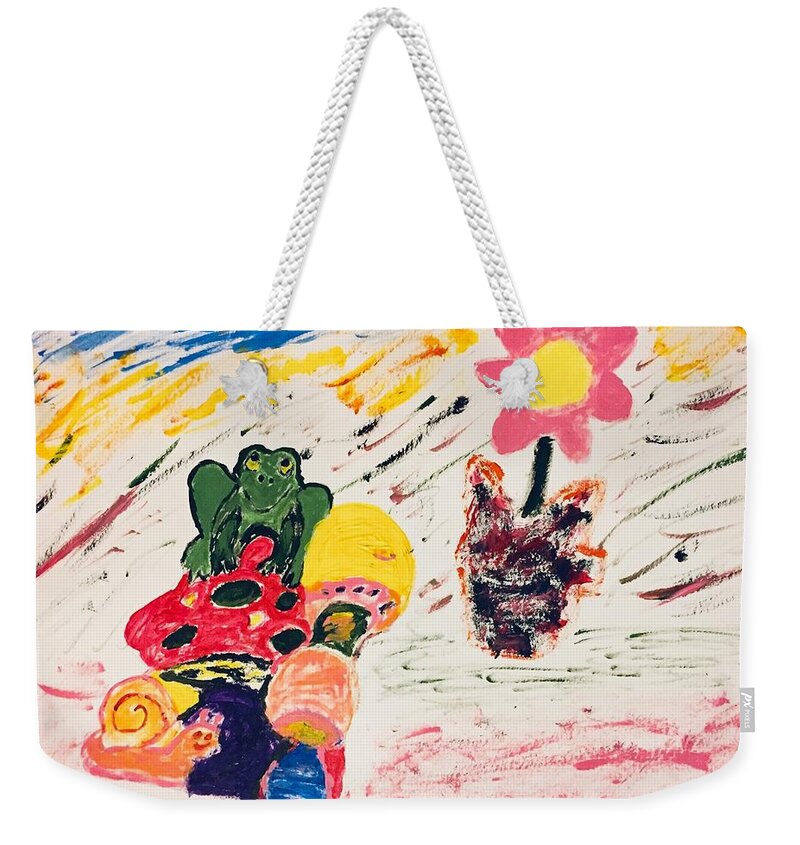Fun Weekender Tote Bag featuring the painting Fun Day At The Pond by Aisha Isabelle