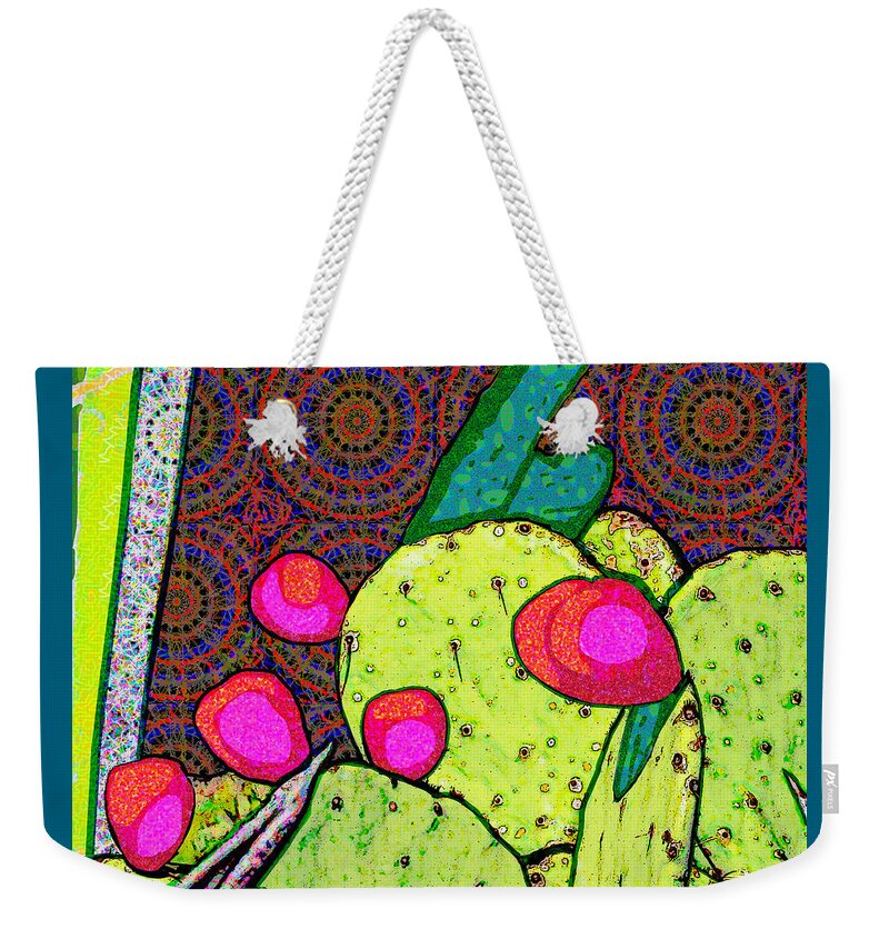 Retro Weekender Tote Bag featuring the digital art Funky Cactus by Rod Whyte