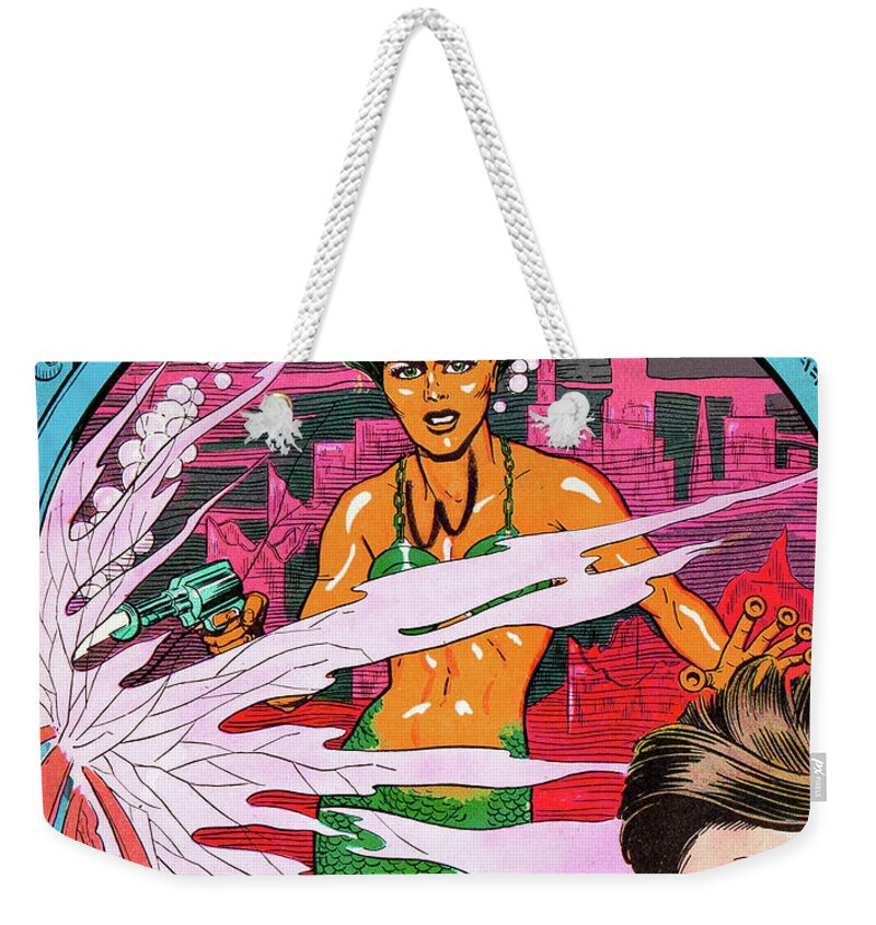 Underwater Weekender Tote Bag featuring the digital art Fury Mermaid Attack by Long Shot