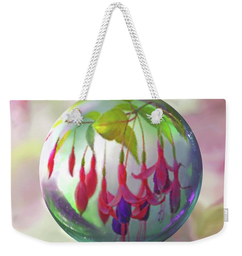 Fuchsia Weekender Tote Bag featuring the painting Fuschia Say by Robin Moline