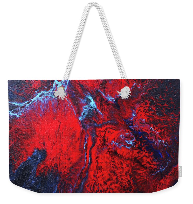 Weekender Tote Bag featuring the painting Fyre In The Skye by Embrace The Matrix
